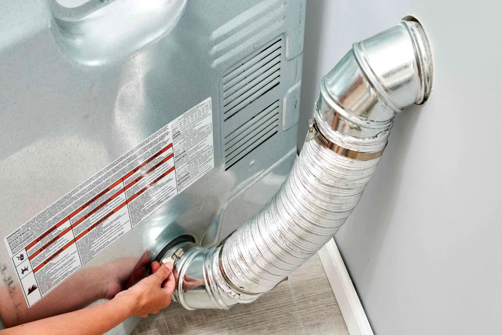 Properly Installed Exhaust Vent Behind the Dryer