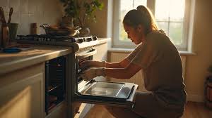 woman infront of the oven