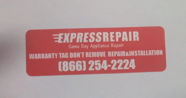 Second warranty tag example on appliance