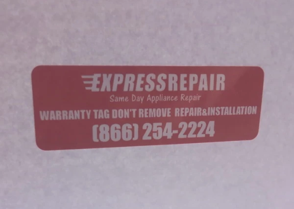 Warranty tag example by Express Repair